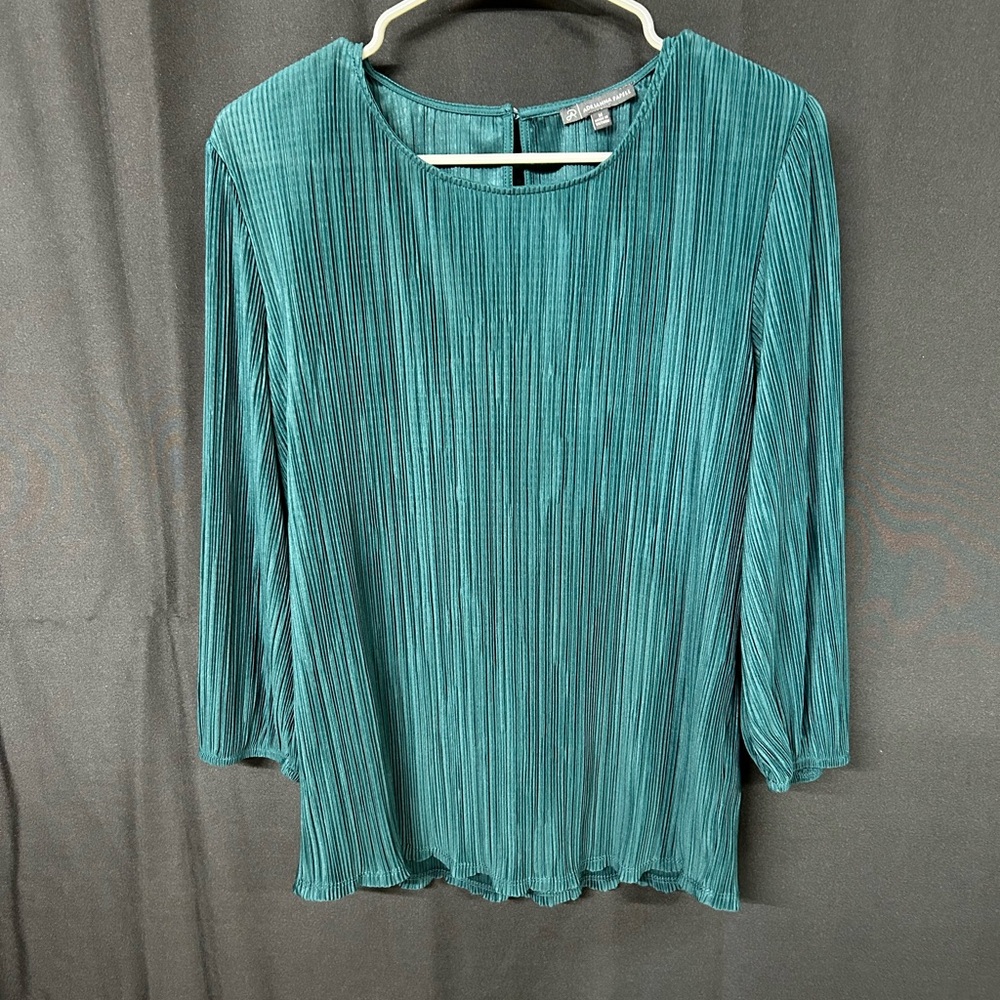 Adrianna Papell Teal Pleated Blouse